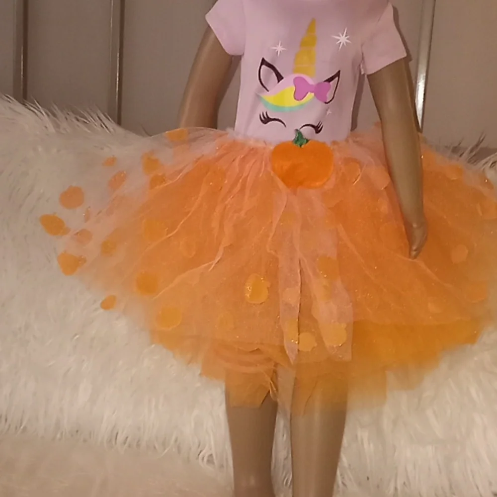 Baby Gear Halloween Fall Pumpkin Polka Dot Tutu Skirt Size 2T / 4T